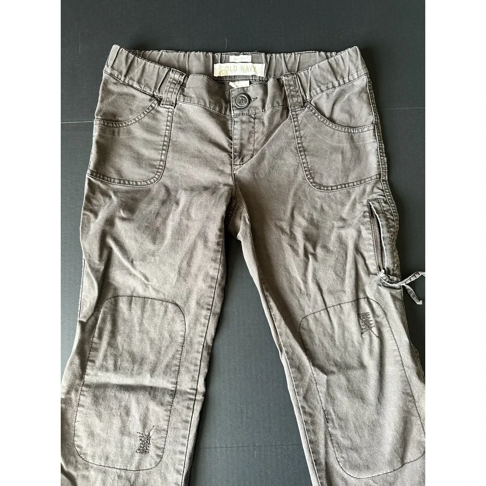Old Navy Girls Gray Utility Straight Leg Pants Reinforced Knee Cargo Pocket S 14